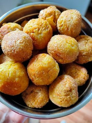 Vegan pea balls at Anjik Vegan in Novosibirsk