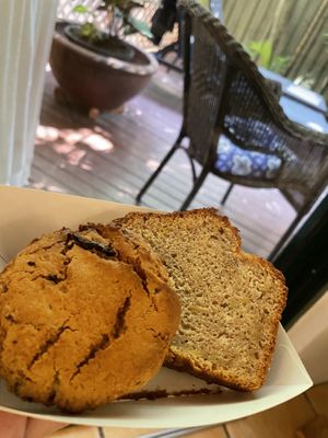 Banana bread and cookie - sorry, I can’t remember exactly what the flavours were, but they tasted much better than they look in my photo! 😅  at Origin Espresso in Port Douglas