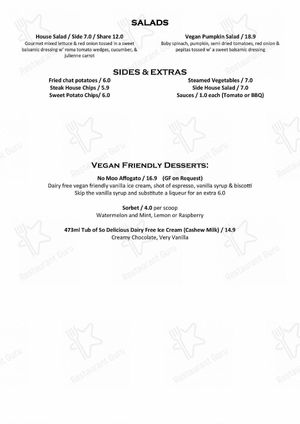 Vegan menu page 2 at Amici Restaurant Pizzeria in Caloundra