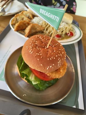 The Hash Brown burger is amazing! at Breaghetti Itaewon in Seoul