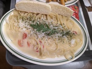 Cream pasta (with no mushrooms and extra cheese) at Breaghetti Itaewon in Seoul