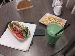 Took a hot dog, some french fries and a drink. at Veggie Bar in Minsk