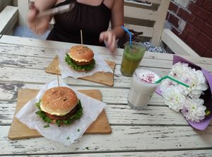 31.08.2025 on the beautiful terrace behind the cafe at Veggie Bar in Minsk