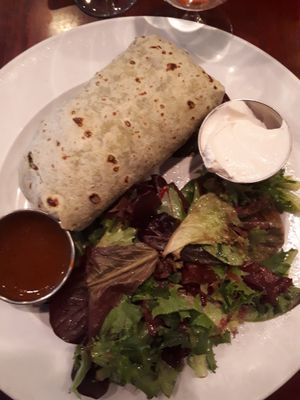 Seitan burrito with salad at Blossom Du Jour - Chelsea in New York City