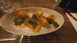 Tempura brocolli with tikka mayo starter at Castle Bistro in Londonderry