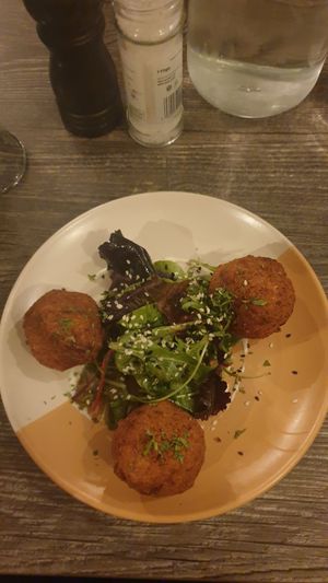 Falafel bites with tahini dressing starter at Castle Bistro in Londonderry