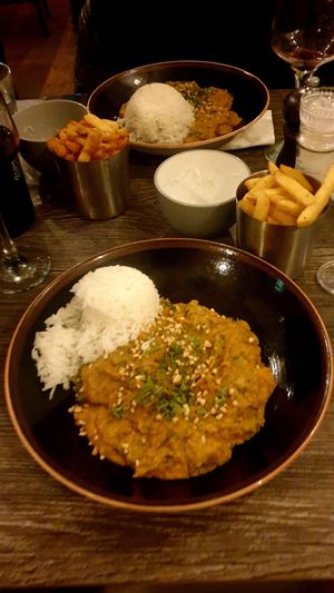 Brocolli and potato satay with basmati at Castle Bistro in Londonderry
