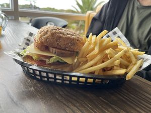 Delicious sweet potato vegan burger  at The Surfside in Beaumaris