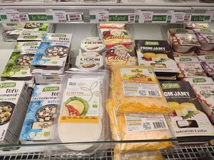 Cheeses and tofy at La Vie Saine in Bordeaux