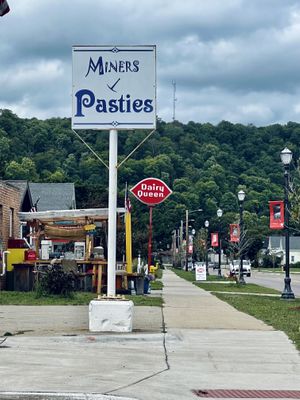 Sign—you can’t miss it! Right down the road from Dairy Queen  at Miners Pasties and IceCream in Munising