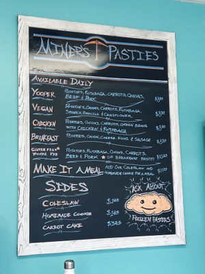 Full menu  at Miners Pasties and IceCream in Munising