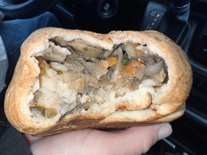 Insides of the vegan pasty  at Miners Pasties and IceCream in Munising