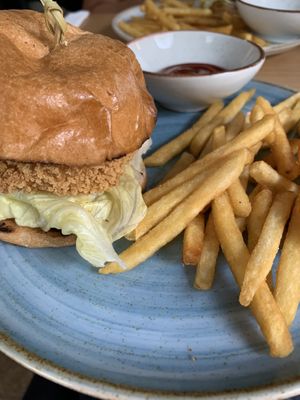 Chickenless hamburguer   at Green Kitchen in Sao Paulo