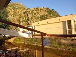 View from the tables at Resto Bar Taraca in Kotor