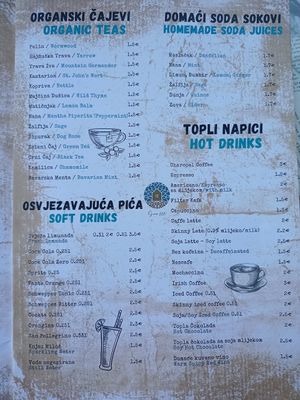 Menu at Resto Bar Taraca in Kotor