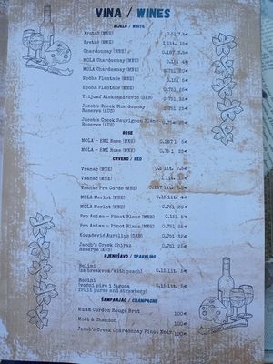 Menu at Resto Bar Taraca in Kotor