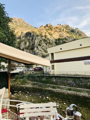 The terrace view at Resto Bar Taraca in Kotor