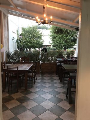 Patio seating  at Resto Bar Taraca in Kotor