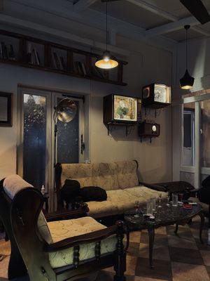 Eclectic decor in the indoor dining space   at Resto Bar Taraca in Kotor