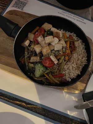 Teriyaki with added tofu and rice    at Resto Bar Taraca in Kotor