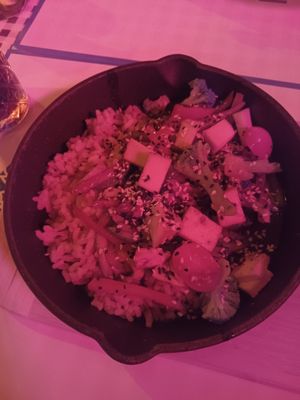 Vegan teryaki (the light was very bad for taking pictures) at Resto Bar Taraca in Kotor