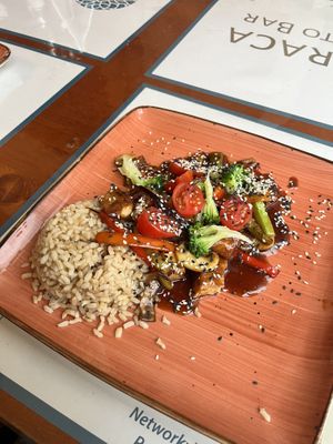 Vegan teriyaki ricee  at Resto Bar Taraca in Kotor