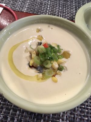 Chilled corn soup at Federal Fritter in Rehoboth Beach