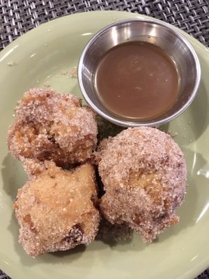 Apple pie fritters and vanilla caramel sauce at Federal Fritter in Rehoboth Beach