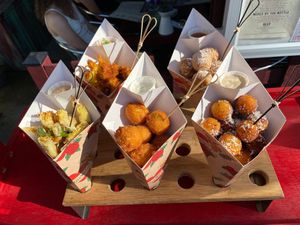 Beach Box with assorted fritters at Federal Fritter in Rehoboth Beach