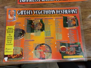Menu at Gandhi's Vegetarian Restaurant in Kuala Lumpur