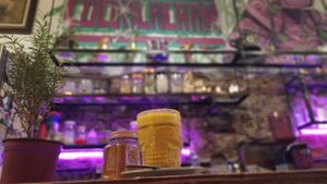 Turmeric with oatmeal milk (Golden milk) at Coco y El Alacrán Café in Puebla