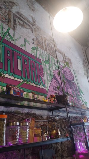 Mexican art at Coco y El Alacrán Café in Puebla