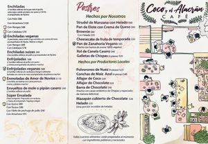 Menu as of Nov 2022, page 2/2  at Coco y El Alacrán Café in Puebla