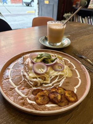 Enfrijoladas vegetariana (they have vegan option as well)   at Coco y El Alacrán Café in Puebla