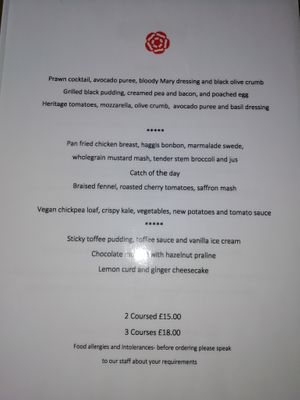 Menu of the day at No1 Bistro in Wick