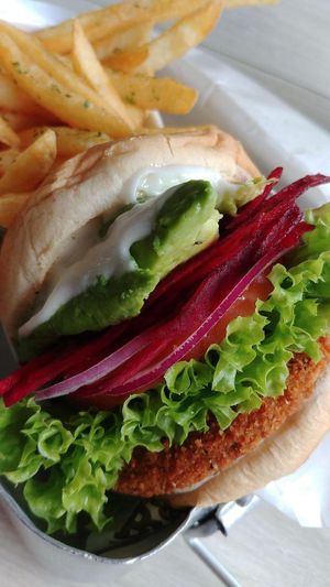 avocado + beetroot burger at VEGANBURG - Eunos Flagship Outlet in East Singapore