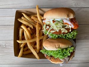 Chilli Krab and Creamy Shrooms burgers at VEGANBURG - Eunos Flagship Outlet in East Singapore
