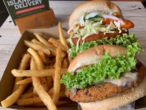 Chilli Krab and Creamy Shrooms burgers at VEGANBURG - Eunos Flagship Outlet in East Singapore