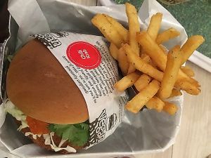 Chili Krab Burger with Seaweed Fries at VEGANBURG - Eunos Flagship Outlet in East Singapore