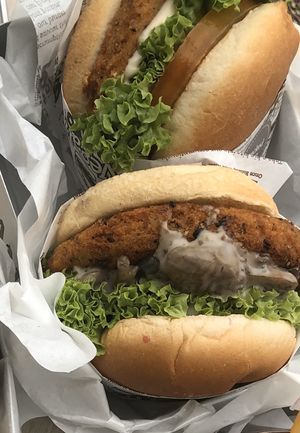 creamy shrooms $7.90 👍🏻👍🏻 and cracker mayo $6.90 👍🏻👍🏻 at VEGANBURG - Eunos Flagship Outlet in East Singapore