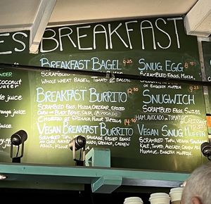 Two vegan breakfast items; Vegan Breakfast Burrito and Vegan Snug Muffin  at Snug Cafe in Bowen Island