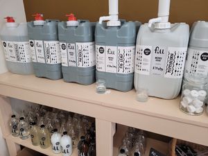 Household liquids and cleaning products at The Refill Shop of Ikigai in St Ives