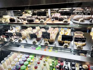 The toy cats in the display are super adorable! So many vegan items too. at Java Whiskers in London