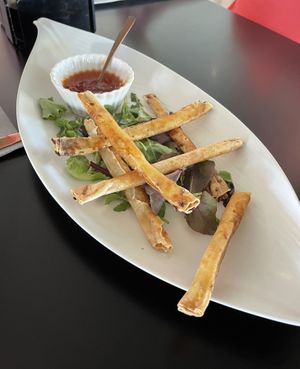 Vegan snack. Vegetable sticks (the photo is missing two sticks that I already ate before taking the photo).  at Rosee Club Café in Orihuela