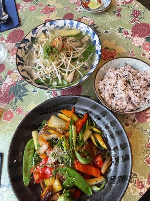 Wonton Soup and one of the Bowls at Chay Vegan Asian Kitchen in Hamburg