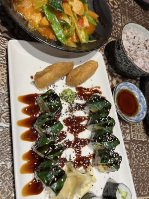 Set 1 sushi for 13 Euros plus tofu dish   at Chay Vegan Asian Kitchen in Hamburg