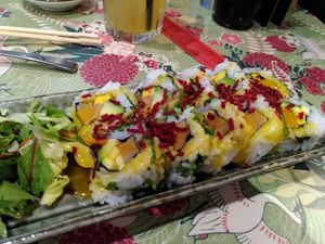 Inside out sushis at Chay Vegan Asian Kitchen in Hamburg