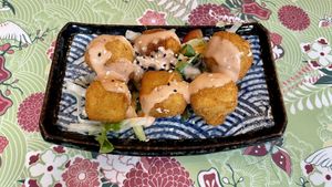 Golden cubes  at Chay Vegan Asian Kitchen in Hamburg