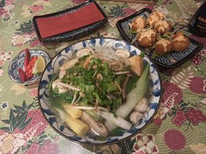 Monk soup and tofu "cubes" 😅 at Chay Vegan Asian Kitchen in Hamburg