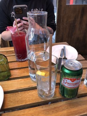 Guaraná to drink and they had plenty of vegan cocktails! Água fresca featured in the back   at Berimbau Brazilian Kitchen in New York City